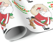 おもしろい犬噛みサンタクリスマス ラッピングペーパー (ロールコーナー)