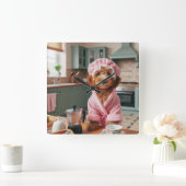 おもしろい犬壁時計 スクエア壁時計 (ホーム)