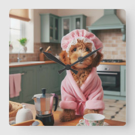 おもしろい犬壁時計 スクエア壁時計