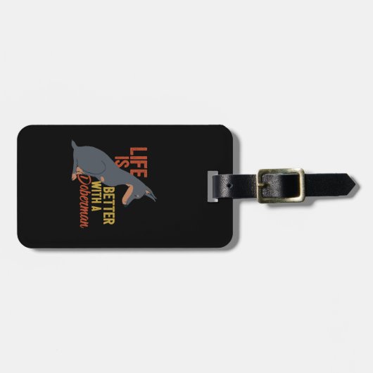 おもしろい犬好きの方がドバーマンの方が好き ラゲッジタグ (正面横)