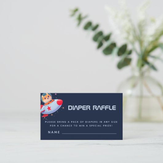 おもしろい犬宇宙飛行士ロケット宇宙おむつラッフル エンクロージャーカード (スタンド正面)