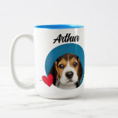 おもしろい犬引用文と名前をカスタムする/写真 ツートーンマグカップ (左)