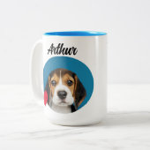 おもしろい犬引用文と名前をカスタムする/写真 ツートーンマグカップ (正面左)