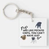 おもしろい犬引用文:袋はポテトチップスのようなものである キーホルダー (正面)