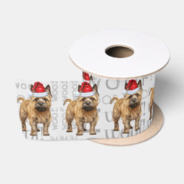 おもしろい犬恋人かわいいケアンテリアクリスマス サテンリボン