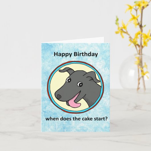 おもしろい犬恋人かわいい黒犬の子犬誕生日 カード (黄色い花)