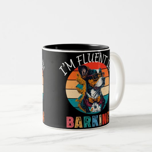 おもしろい犬恋人のギフトおもしろいペットことわざドッグパパマグ ツートーンマグカップ (正面右)