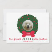 おもしろい犬恋人のクリスマスリースあなたの犬の写真 シーズンカード (正面)