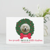 おもしろい犬恋人のクリスマスリースあなたの犬の写真 シーズンカード (スタンド正面)