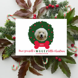 おもしろい犬恋人のクリスマスリースあなたの犬の写真 シーズンカード