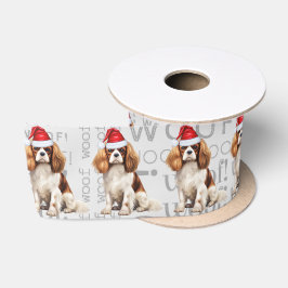 おもしろい犬恋人キュートカヴァリアドッグクリスマス サテンリボン