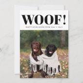 おもしろい犬恋人クリスマスフォトカワイイパーソナライズされた シーズンカード (正面)