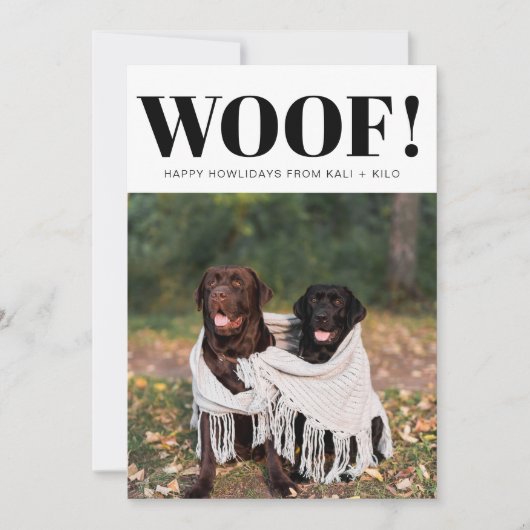 おもしろい犬恋人クリスマスフォトカワイイパーソナライズされた シーズンカード (正面)