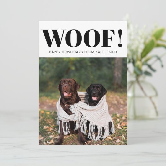 おもしろい犬恋人クリスマスフォトカワイイパーソナライズされた シーズンカード (スタンド正面)