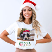 おもしろい犬恋人クリスマスフォトカワイイパーソナライズされた Tシャツ