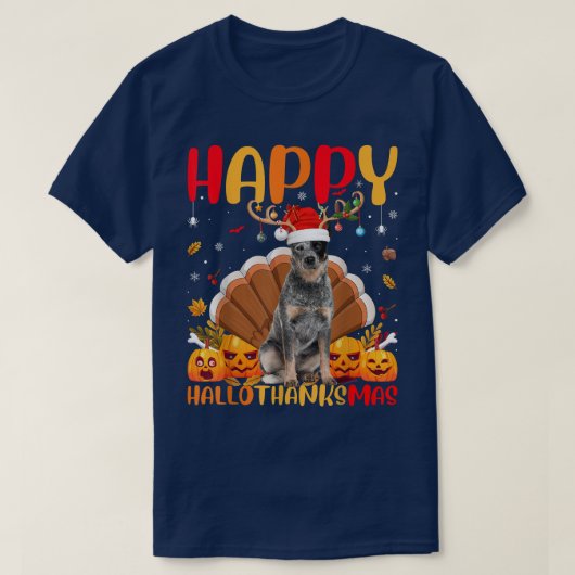 おもしろい犬恋人ハッピーオーストラリア牛の犬ハロート Tシャツ (デザイン正面)