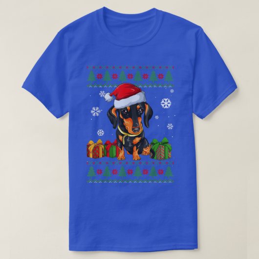 おもしろい犬愛好家ダッシュンドサンタハット醜いクリスマ Tシャツ (デザイン正面)
