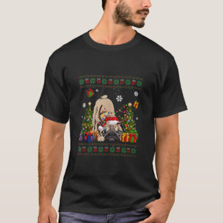 おもしろい犬愛好家フレンチサンタハット醜いクリスマス Tシャツ