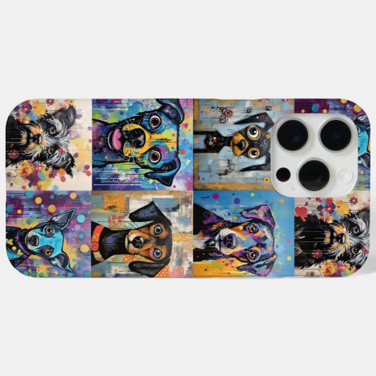 おもしろい犬愛好家動物ペットポートレートかわいいモザイク Case-Mate iPhoneケース (裏面 (横))