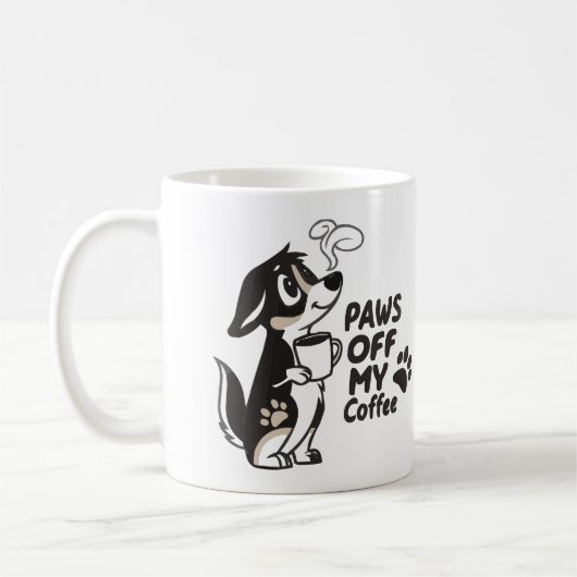 おもしろい犬愛好家"PAWS OFF MY COFFEE"漫画のマグカップ コーヒーマグカップ (左)