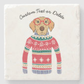 おもしろい犬愛犬醜いクリスマスセーターを着て ストーンコースター (正面)