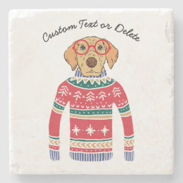 おもしろい犬愛犬醜いクリスマスセーターを着て ストーンコースター