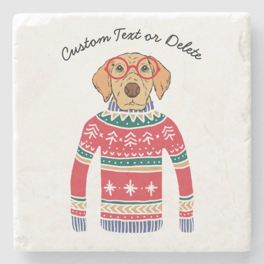おもしろい犬愛犬醜いクリスマスセーターを着て ストーンコースター (正面)