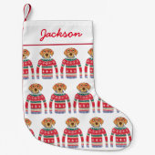 おもしろい犬愛犬醜いクリスマスセーターを着て スモールクリスマスストッキング (正面)