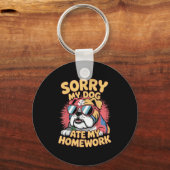 おもしろい犬愛食べ者私の宿題皮肉引用文K キーホルダー (正面)