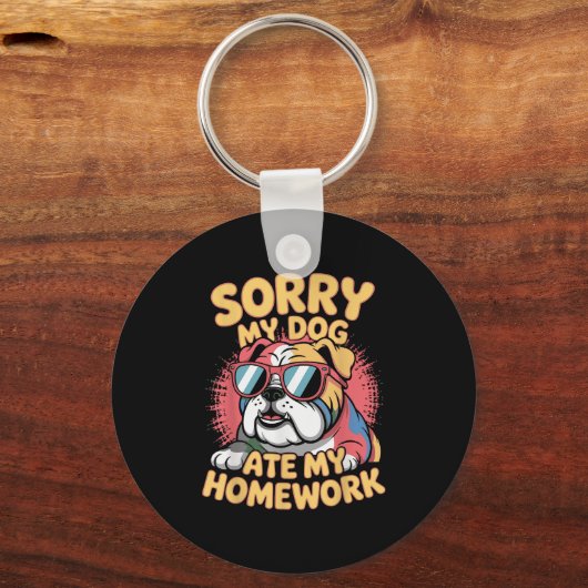 おもしろい犬愛食べ者私の宿題皮肉引用文K キーホルダー (正面)