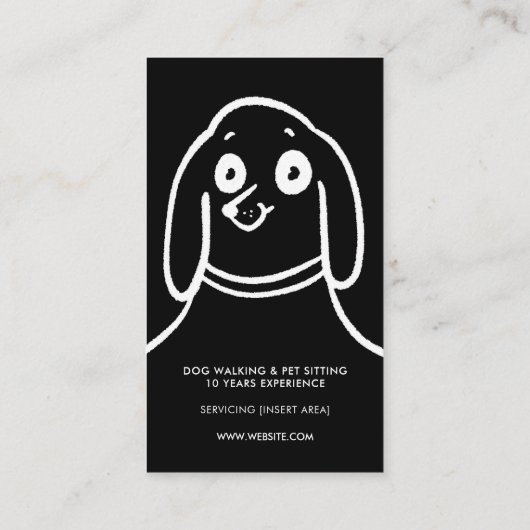 おもしろい犬手描き白黒ペットサービス 名刺 (裏面)