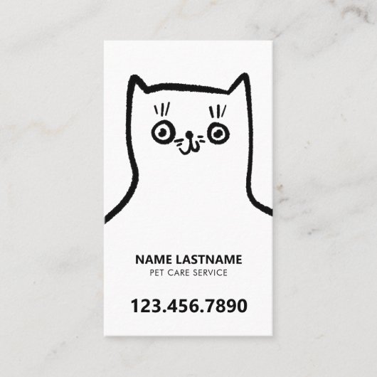 おもしろい犬手描き白黒ペットサービス 名刺 (正面)