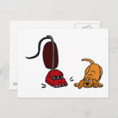 おもしろい犬掃除機を恐れて ポストカード (正面/裏面)