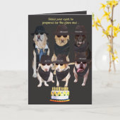 おもしろい犬火災危険誕生日 カード (黄色い花)