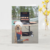 おもしろい犬父の日 カード (黄色い花)