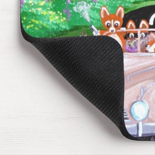 おもしろい犬猫の芸術のコーギーの警察官のパトカーCreationart マウスパッド (コーナー)
