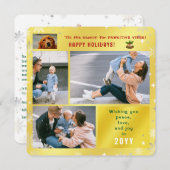 おもしろい犬猫ピースラブジョイエレガントゴールデン写真 シーズンカード (正面/裏面)