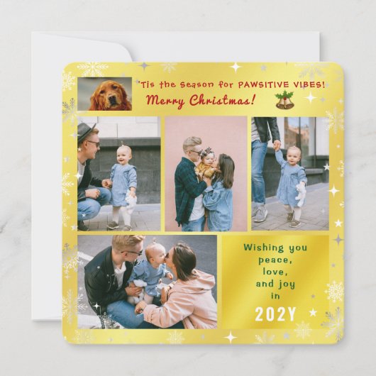 おもしろい犬猫ピースラブジョイフォトゴモダンンド シーズンカード (正面)
