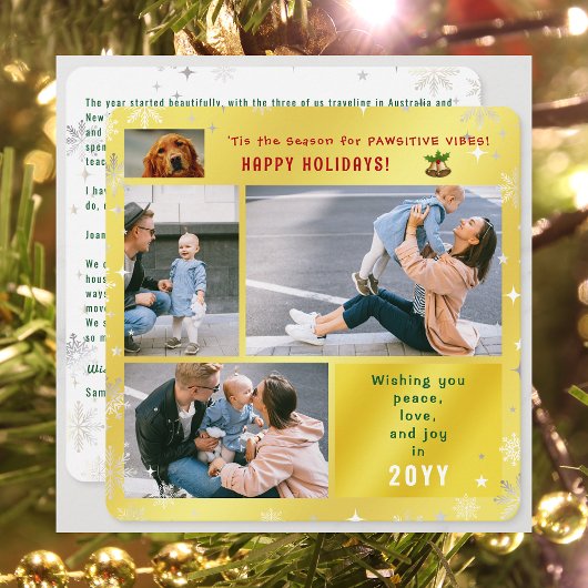 おもしろい犬猫ピースラブジョイ4枚かわいいゴールデン シーズンカード