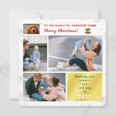 おもしろい犬猫ピースラブジョイ4枚コラージュかわいい シーズンカード (正面)