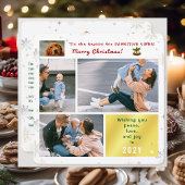 おもしろい犬猫ピースラブジョイ4枚コラージュかわいい シーズンカード