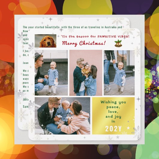 おもしろい犬猫ピースラブジョイ5枚かわいいエレガント シーズンカード