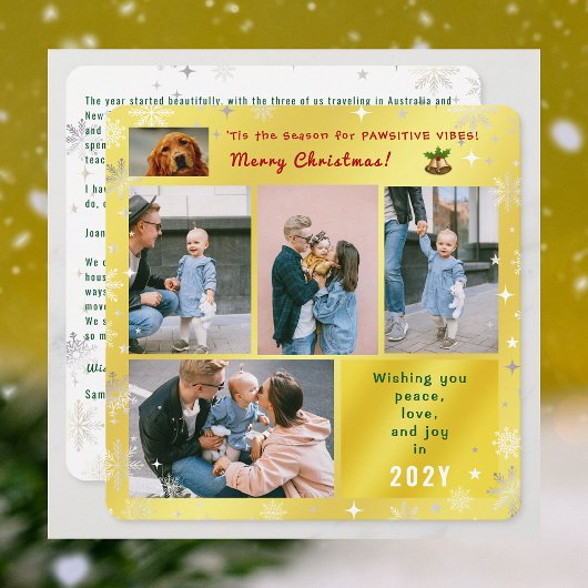 おもしろい犬猫ピースラブジョイ5枚かわいいゴールデン シーズンカード