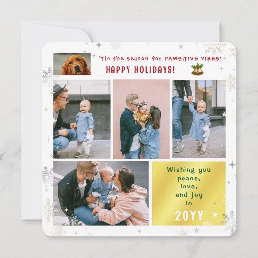 おもしろい犬猫ピースラブジョイ5枚かわいいモダン シーズンカード (正面)