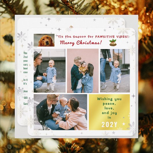 おもしろい犬猫ピースラブジョイ5枚かわいいモダン シーズンカード