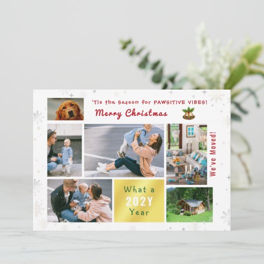 おもしろい犬猫引っ越しましたニューホーム6枚かわいい シーズンカード (スタンド正面)