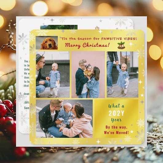 おもしろい犬猫引っ越しましたニューホーム6枚の写真ゴールデン シーズンカード
