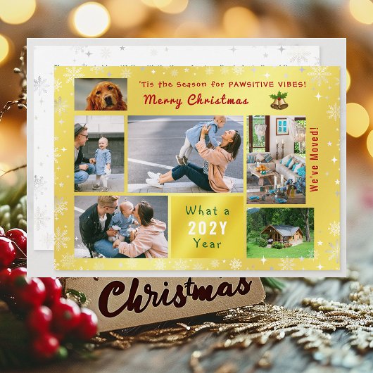 おもしろい犬猫引っ越しましたニューホーム6枚の写真ゴールデン シーズンカード