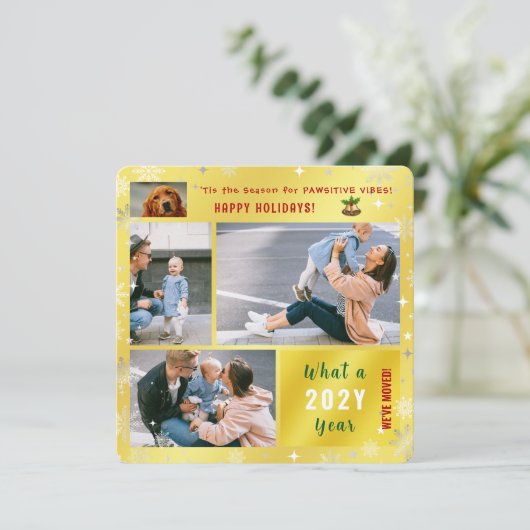 おもしろい犬猫引っ越しました4写真ゴールデンエレガントド シーズンカード (スタンド正面)