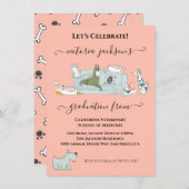 おもしろい犬猫獣医学校卒業 招待状 (正面/裏面)